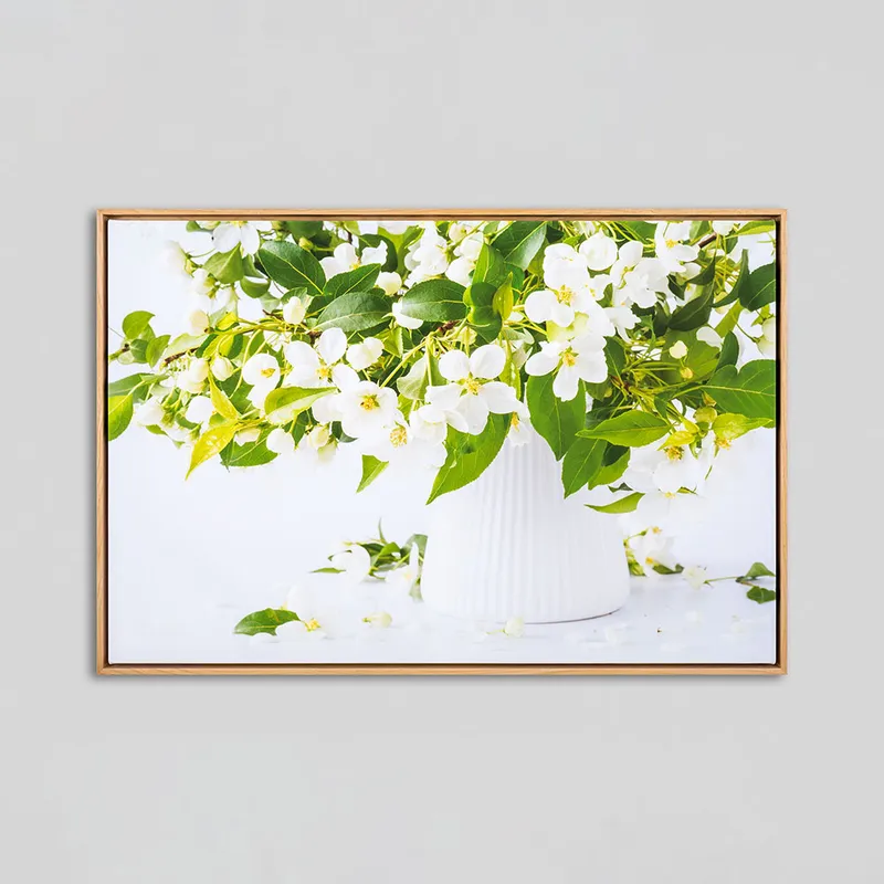 Polycotton Canvas with natural brown oak float frame