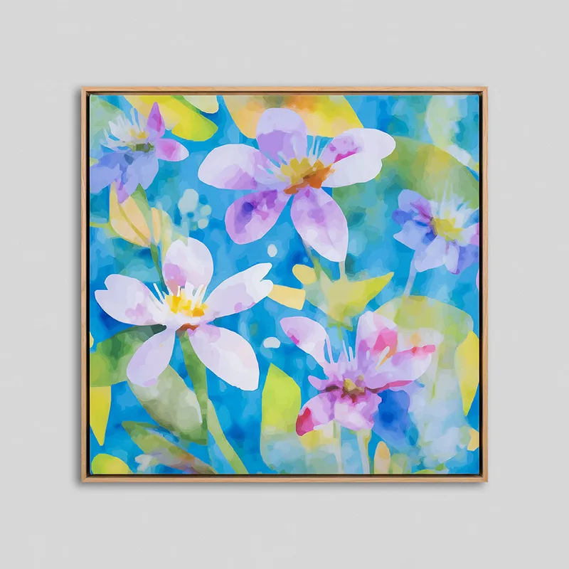 Polycotton Canvas with natural brown oak float frame